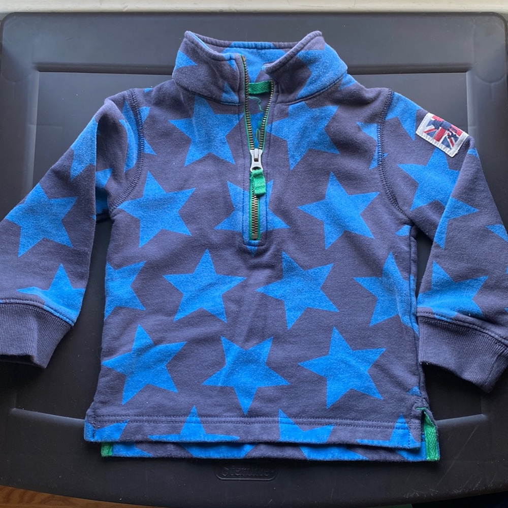 Mini Boden star print quarter zip sweatshirt